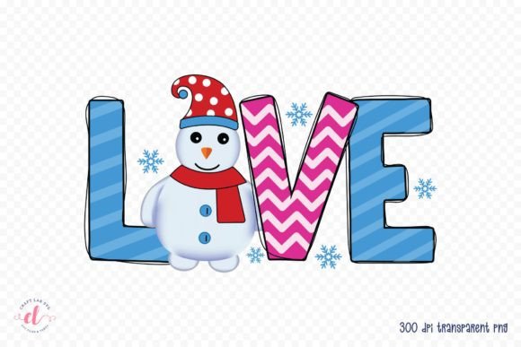 Love PNG Snowman Sublimation Design: Graphics for Crafts