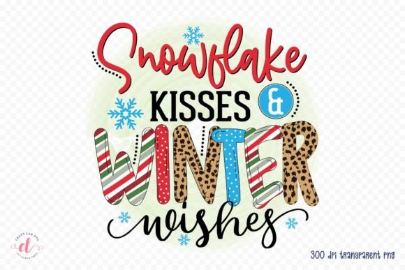 Snowflake Kisses Winter Wishes PNG: Graphics for Crafts